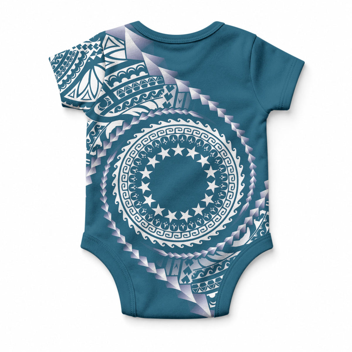 Cook Islands Gospel Day Baby Onesie Blue Tribal Curves