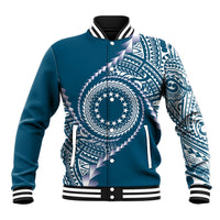 Cook Islands Gospel Day Baseball Jacket Blue Tribal Curves