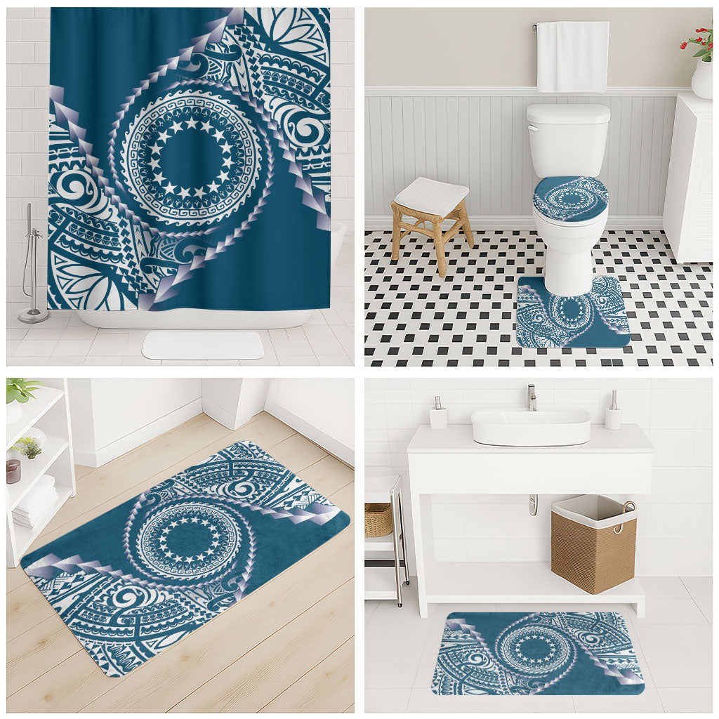 Cook Islands Gospel Day Bathroom Set Blue Tribal Curves