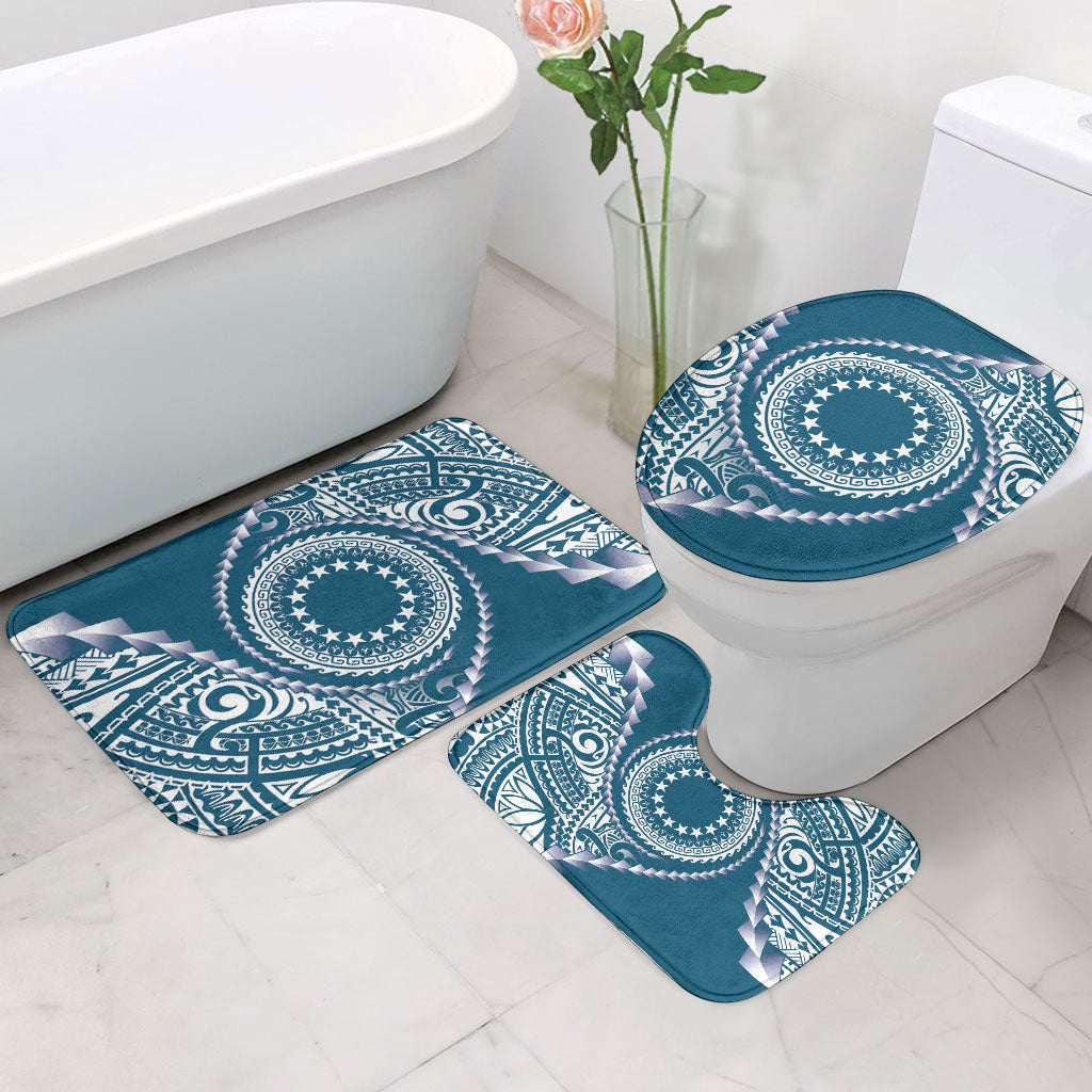 Cook Islands Gospel Day Bathroom Set Blue Tribal Curves