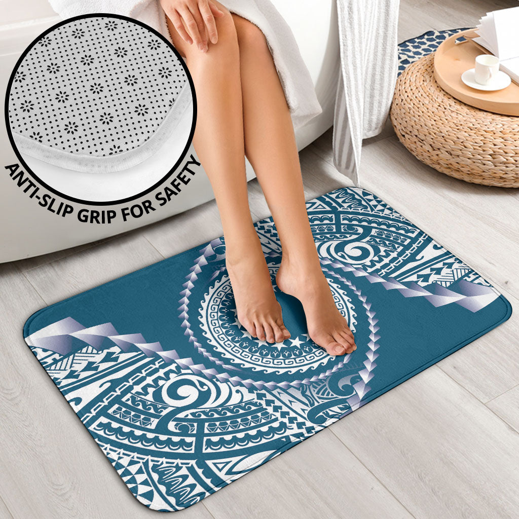 Cook Islands Gospel Day Bathroom Set Blue Tribal Curves