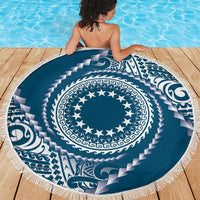 Cook Islands Gospel Day Beach Blanket Blue Tribal Curves