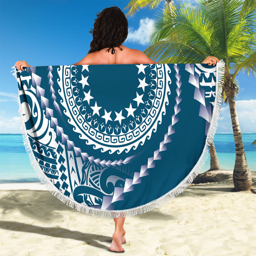 Cook Islands Gospel Day Beach Blanket Blue Tribal Curves