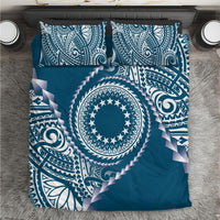 Cook Islands Gospel Day Bedding Set Blue Tribal Curves