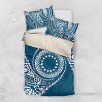 Cook Islands Gospel Day Bedding Set Blue Tribal Curves
