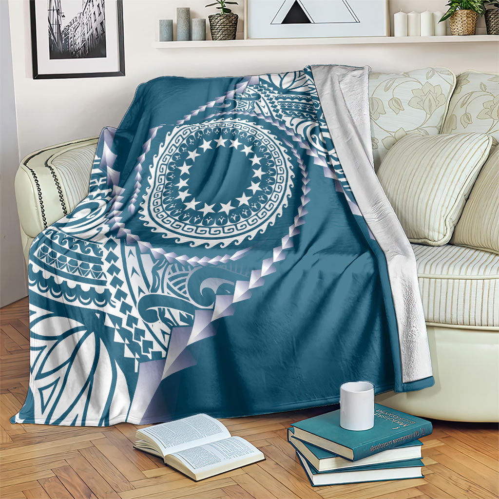 Cook Islands Gospel Day Blanket Blue Tribal Curves