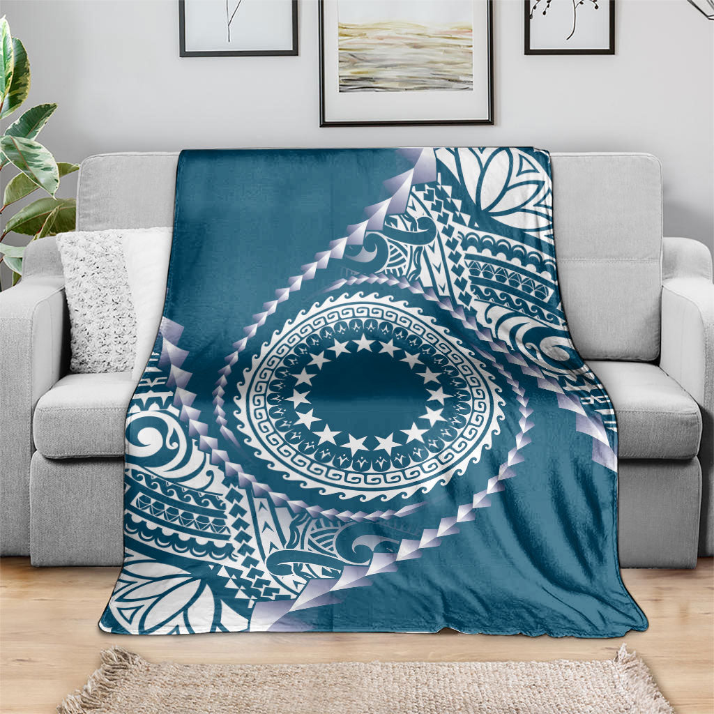 Cook Islands Gospel Day Blanket Blue Tribal Curves