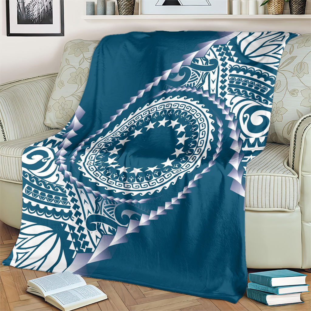 Cook Islands Gospel Day Blanket Blue Tribal Curves