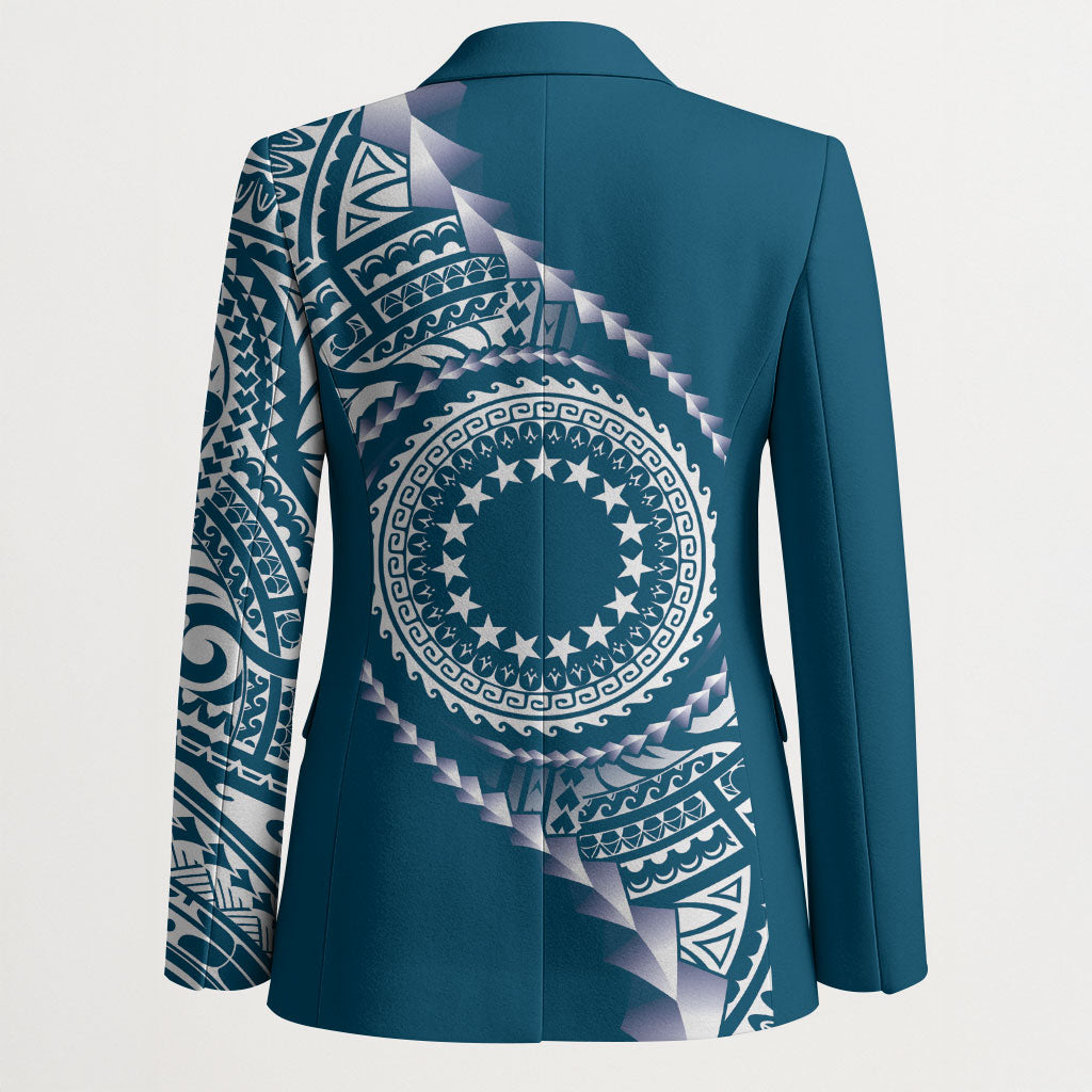 Cook Islands Gospel Day Blazer Blue Tribal Curves