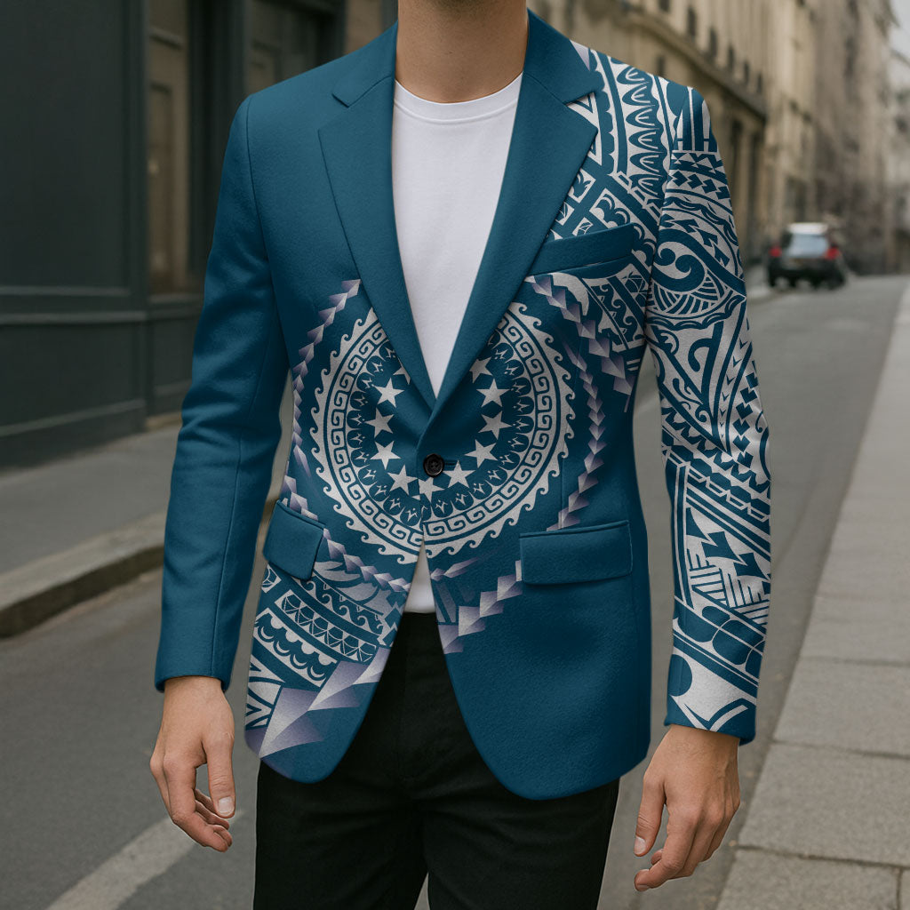 Cook Islands Gospel Day Blazer Blue Tribal Curves