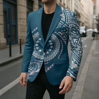 Cook Islands Gospel Day Blazer Blue Tribal Curves