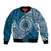 Cook Islands Gospel Day Bomber Jacket Blue Tribal Curves