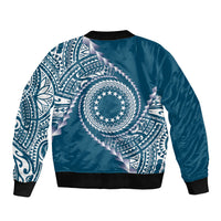 Cook Islands Gospel Day Bomber Jacket Blue Tribal Curves