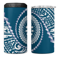 Cook Islands Gospel Day 4 in 1 Can Cooler Tumbler Blue Tribal Curves