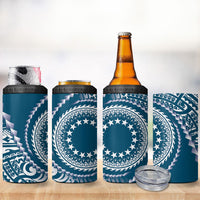Cook Islands Gospel Day 4 in 1 Can Cooler Tumbler Blue Tribal Curves