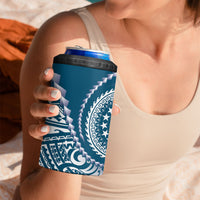 Cook Islands Gospel Day 4 in 1 Can Cooler Tumbler Blue Tribal Curves