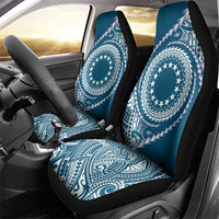 Cook Islands Gospel Day Car Seat Cover Blue Tribal Curves