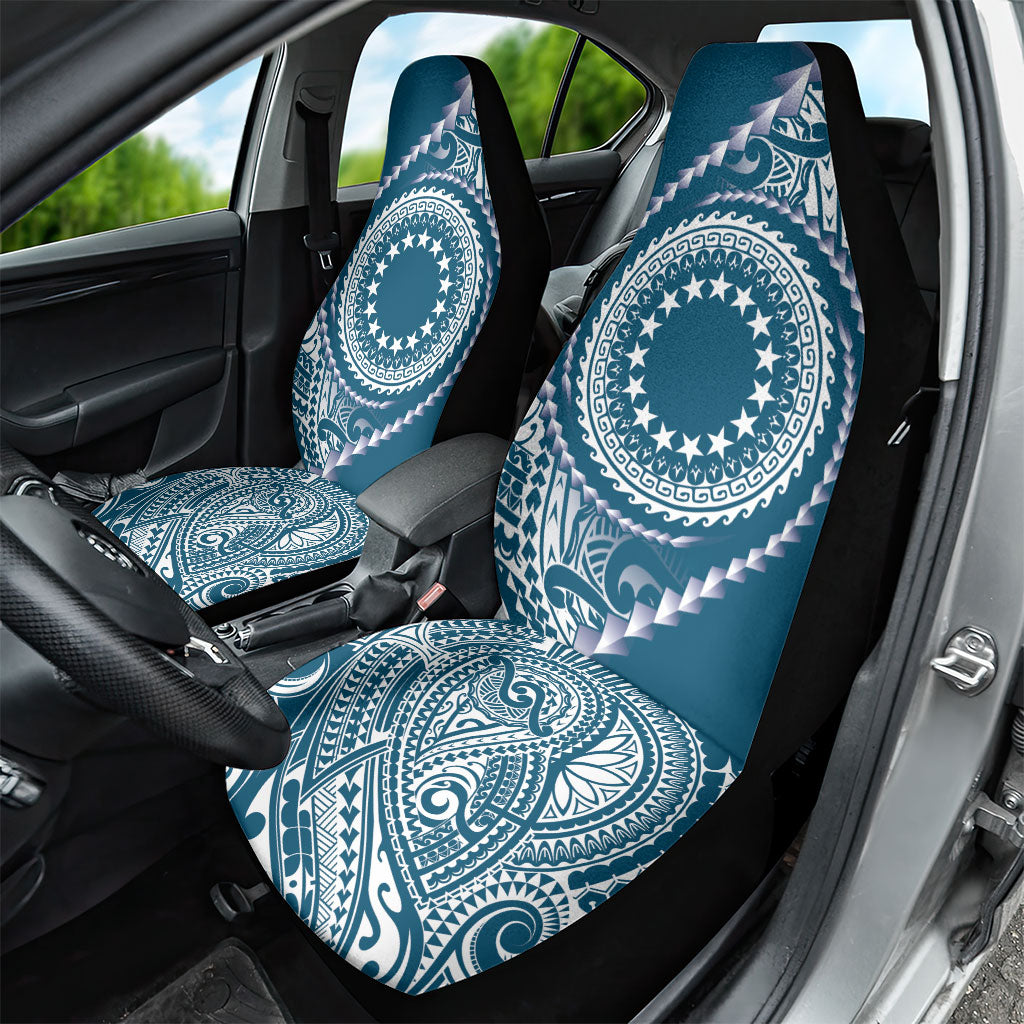 Cook Islands Gospel Day Car Seat Cover Blue Tribal Curves
