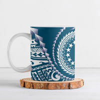 Cook Islands Gospel Day Ceramic Mug Blue Tribal Curves