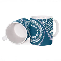 Cook Islands Gospel Day Ceramic Mug Blue Tribal Curves