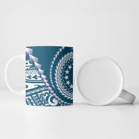 Cook Islands Gospel Day Ceramic Mug Blue Tribal Curves