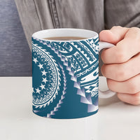 Cook Islands Gospel Day Ceramic Mug Blue Tribal Curves