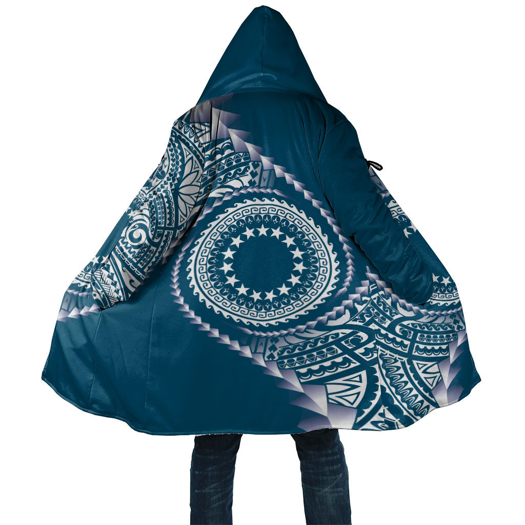 Cook Islands Gospel Day Cloak Blue Tribal Curves