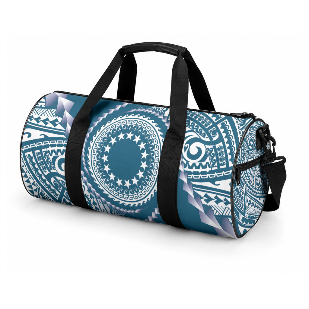Cook Islands Gospel Day Duffle Bag Blue Tribal Curves