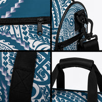 Cook Islands Gospel Day Duffle Bag Blue Tribal Curves