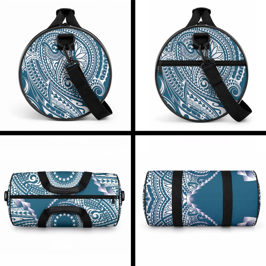 Cook Islands Gospel Day Duffle Bag Blue Tribal Curves