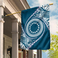Cook Islands Gospel Day Garden Flag Blue Tribal Curves