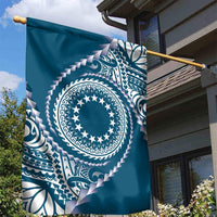 Cook Islands Gospel Day Garden Flag Blue Tribal Curves