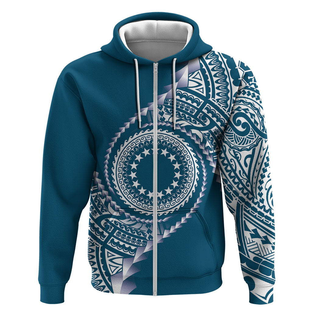 Cook Islands Gospel Day Hoodie Blue Tribal Curves