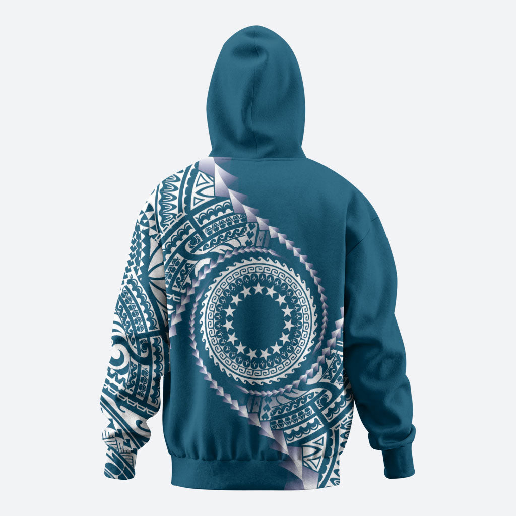 Cook Islands Gospel Day Hoodie Blue Tribal Curves