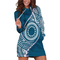 Cook Islands Gospel Day Hoodie Dress Blue Tribal Curves