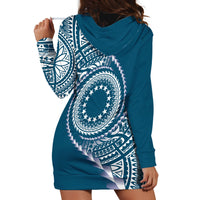 Cook Islands Gospel Day Hoodie Dress Blue Tribal Curves