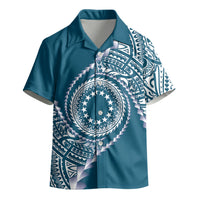 Cook Islands Gospel Day Kid Hawaiian Shirt Blue Tribal Curves