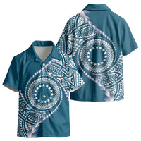 Cook Islands Gospel Day Kid Hawaiian Shirt Blue Tribal Curves