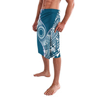 Cook Islands Gospel Day Lavalava Blue Tribal Curves