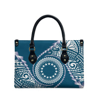 Cook Islands Gospel Day Leather Bag Blue Tribal Curves