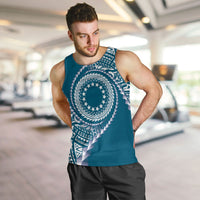 Cook Islands Gospel Day Men Tank Top Blue Tribal Curves