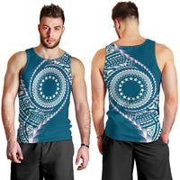Cook Islands Gospel Day Men Tank Top Blue Tribal Curves