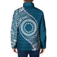 Cook Islands Gospel Day Padded Jacket Blue Tribal Curves
