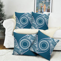Cook Islands Gospel Day Pillow Cover Blue Tribal Curves