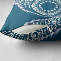 Cook Islands Gospel Day Pillow Cover Blue Tribal Curves