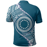 Cook Islands Gospel Day Polo Shirt Blue Tribal Curves