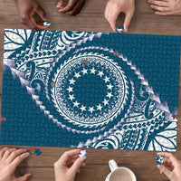 Cook Islands Gospel Day Puzzle Blue Tribal Curves