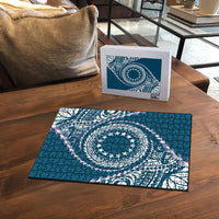 Cook Islands Gospel Day Puzzle Blue Tribal Curves