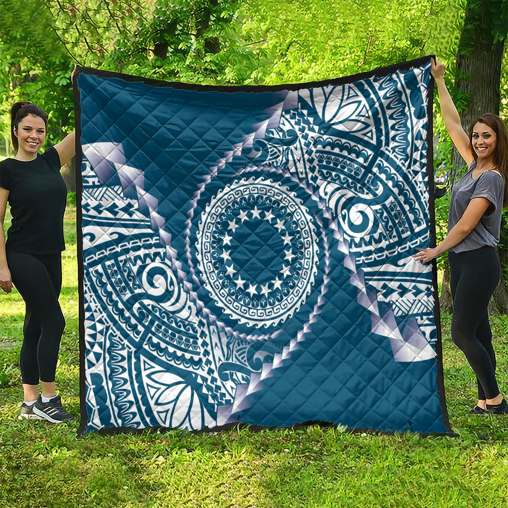 Cook Islands Gospel Day Quilt Blue Tribal Curves