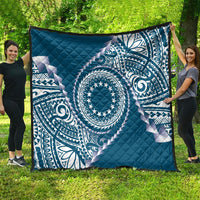 Cook Islands Gospel Day Quilt Blue Tribal Curves